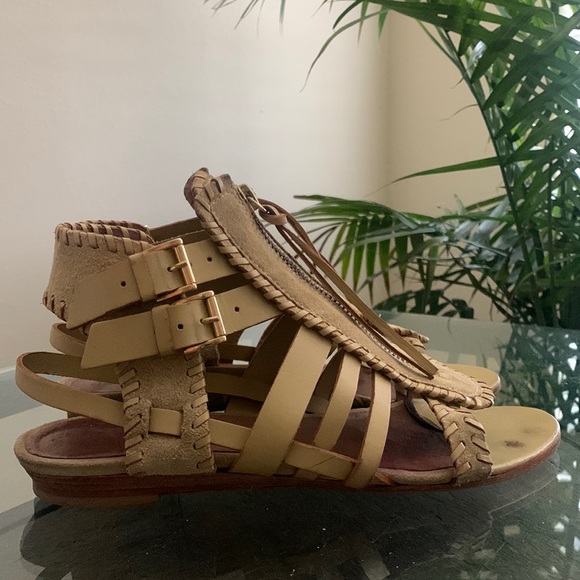 IRO Gladiator Leather Sandals with Whipstitch Detail - Picture 6 of 13